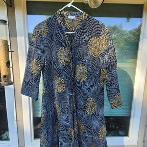 Zuri Dress XL Cotton Black w Gold And White Swirls